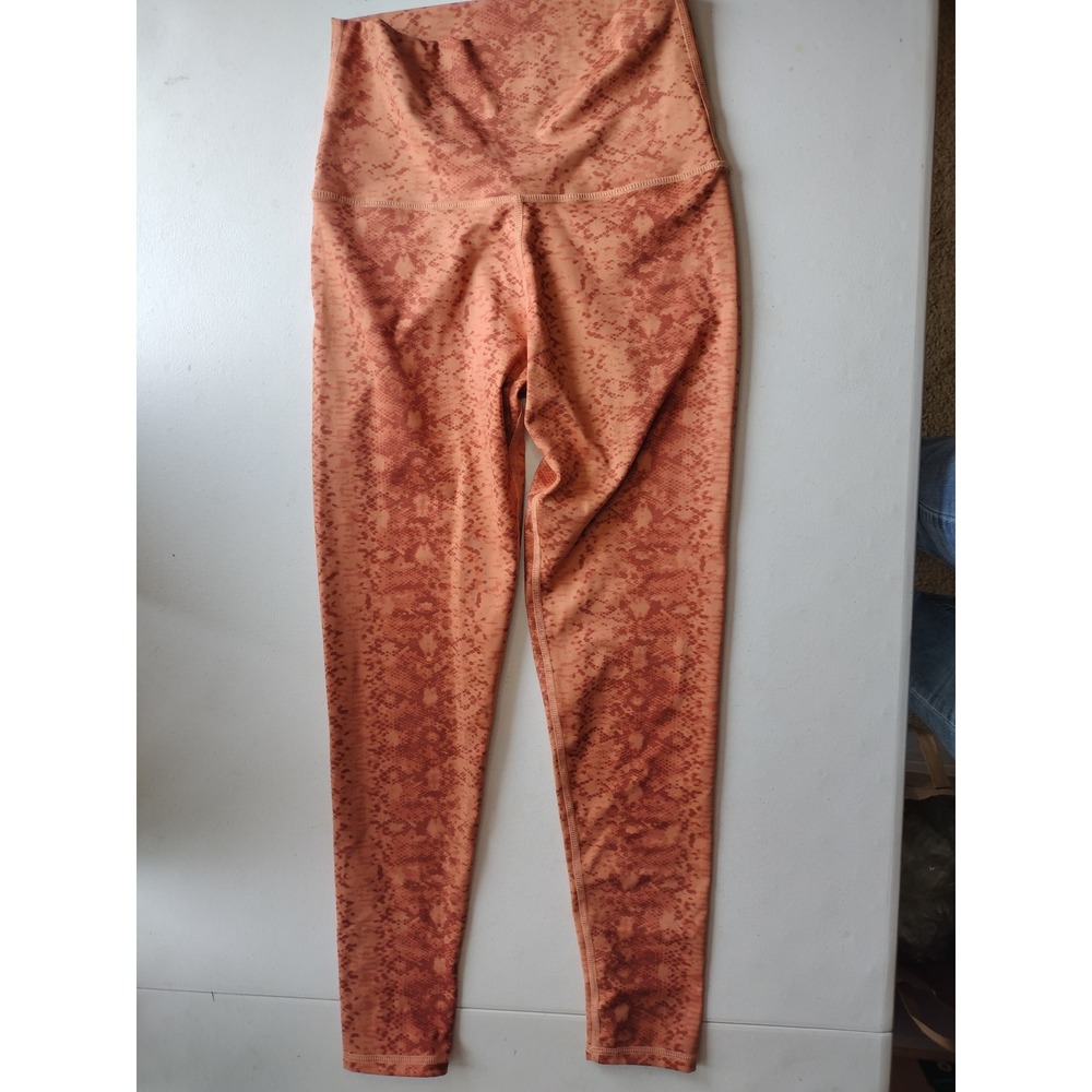 Barre3 Womens High Waisted Snakeskin‎ Leggings Rust Orange Medium Recycled Poly